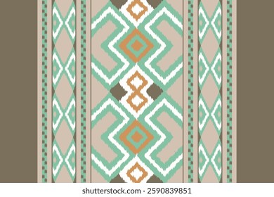 Ikat Seamless Pattern Embroidery Background. Ikat Patterns Geometric Ethnic Oriental Pattern traditional.aztec Style Abstract Vector design for Texture,fabric,clothing,wrapping,sarong.