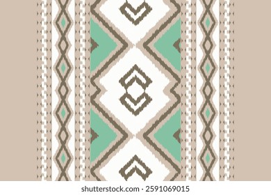 Ikat Seamless Pattern Embroidery Background. Ikat Stripe Geometric Ethnic Oriental Pattern traditional.aztec Style Abstract Vector illustration.design for Texture,fabric,clothing,wrapping,sarong.
