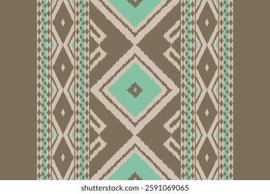 Ikat Seamless Pattern Embroidery Background. Ikat Seamless Geometric Ethnic Oriental Pattern Traditional. Ikat Aztec Style Abstract Design for Print Texture,fabric,saree,sari,carpet.