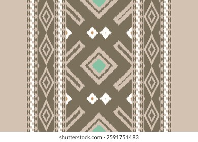 Ikat Seamless Pattern Embroidery Background. Ikat Seamless Geometric Ethnic Oriental Pattern traditional.aztec Style Abstract Vector design for Texture,fabric,clothing,wrapping,sarong.