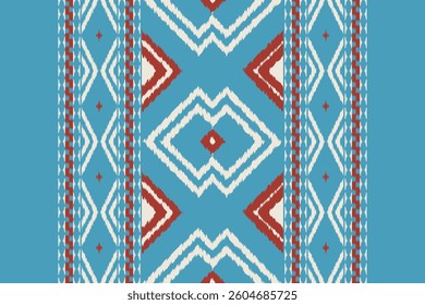 Ikat Seamless Pattern Embroidery Background. Ikat Triangle Geometric Ethnic Oriental Pattern Traditional. Ikat Aztec Style Abstract Design for Print Texture,fabric,saree,sari,carpet.