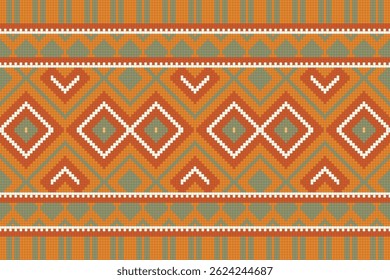 Ikat Seamless Pattern Embroidery Background. Ikat Chevron Geometric Ethnic Oriental Pattern Traditional. Ikat Aztec Style Abstract Design for Print Texture,fabric,saree,sari,carpet.