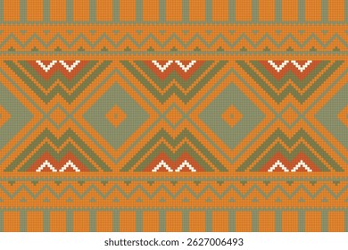 Ikat Seamless Pattern Embroidery Background. Ikat Diamond Geometric Ethnic Oriental Pattern Traditional. Ikat Aztec Style Abstract Design for Print Texture,fabric,saree,sari,carpet.