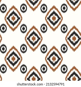 Patrón sin fisuras de IKAT. Impresión de vectores abstractos étnicos para tela, papel pintado, papel envolvente. Ornamento tradicional, ilustración moderna