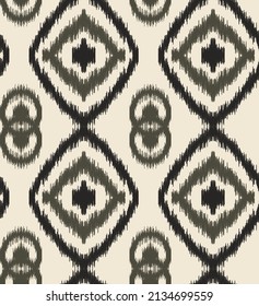 IKAT seamless pattern. Ethnic abstract vector print for fabric, wallpaper, wraping paper. Traditional ornament, modern illustration