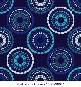 Ikat seamless pattern. Ethnic fabric vector. Vector geometric background. Can be used for social media, posters, print, ads designs.