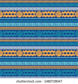 Ikat seamless pattern. Ethnic fabric vector. Vector geometric background. Can be used for social media, posters, print, ads designs.