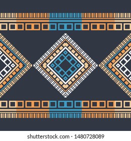 Ikat seamless pattern. Ethnic fabric vector. Vector geometric background. Can be used for social media, posters, print, ads designs.