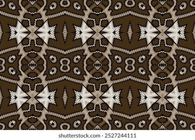 Ikat vetor de tecido étnico sem costura. Moda boêmia. Textura em aquarela sem fim. Etnia Ikat Padrão. Vintage bordado sem fim. Conceito de Motivos Perfeitos. Aquarela sem fim Batik.