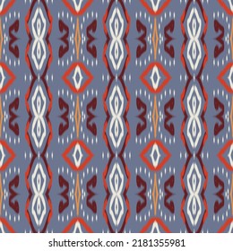 Ikat seamless pattern Ethnic Modern Tribal Ikat Blue, White And Navy Fashion Seamless Pattern. Vector Ikat Background.
