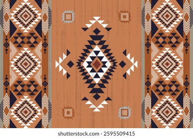 Ikat seamless pattern. Ethnic South Western decor style. Ikat Boho geometric ornament. Vector seamless pattern. Mexican blanket, rug. Woven carpet