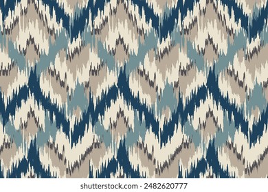 Ikat seamless pattern, geometric design, motif ethnic handmade, Ikat ethnic tribal, boho colors seamless wallpaper. Ethnic Ikat abstract background art.Illustration for greeting cards, printing