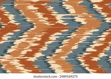Ikat seamless pattern, geometric design, motif ethnic handmade, Ikat ethnic tribal, boho colors seamless wallpaper. Ethnic Ikat abstract background art.Illustration for greeting cards, printing	