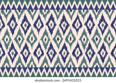 Ikat seamless pattern, geometric design, motif ethnic handmade, Ikat ethnic tribal, boho colors seamless wallpaper. Ethnic Ikat abstract background art, greeting cards, printing products