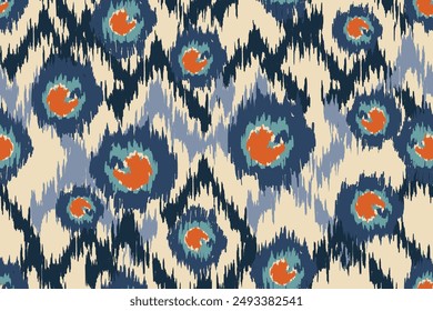 Ikat seamless pattern, geometric design, motif ethnic handmade, Ikat ethnic tribal, boho colors seamless wallpaper. Ethnic Ikat abstract background art, greeting cards, printing products