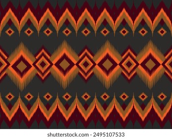 Patrón sin costuras Ikat, diseño geométrico, motivo étnico hecho a mano, Ikat étnico tribal, colores boho Fondo de pantalla sin costuras. Arte de fondo abstracto, tarjetas de felicitación, productos de impresión