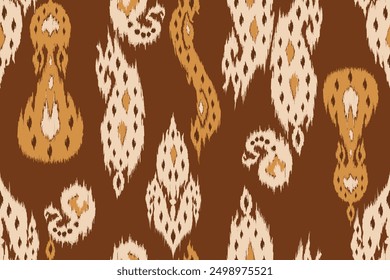 Ikat seamless pattern, geometric design, motif ethnic handmade, Ikat ethnic tribal, boho colors seamless wallpaper. Ethnic Ikat abstract background art.Illustration for greeting cards, printing