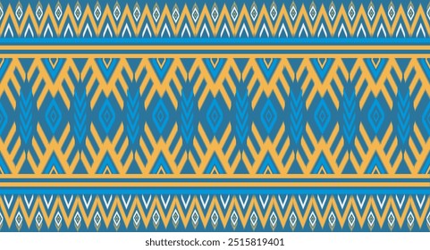 Ikat seamless pattern, geometric design, motif ethnic handmade, Ikat ethnic tribal, boho colors seamless wallpaper. Ethnic Ikat abstract background art,