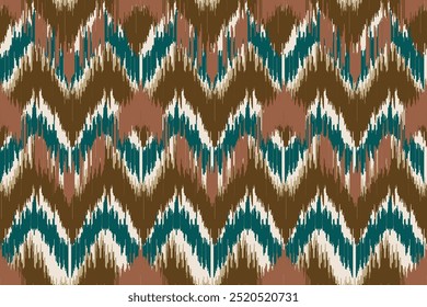 Ikat patrón sin fisuras diseño geométrico étnico hecho a mano motivo tribal con colores boho. Arte de fondo abstracto de Ikat étnico para tarjetas de felicitación, textil, Fondo de pantalla, decoración del hogar y diseño de moda