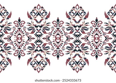 Ikat seamless pattern, geometric design, motif ethnic handmade, Ikat ethnic tribal, boho colors seamless."This content was created using vector drawing tools and software, not generated by AI"