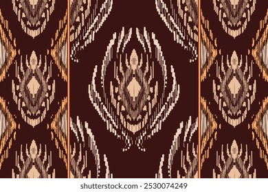 Ikat seamless pattern, geometric design, motif ethnic handmade, Ikat ethnic tribal, boho colors seamless wallpaper. Ethnic Ikat abstract background art.