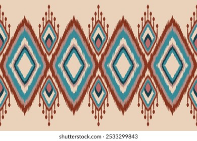 Ikat padrão sem emenda, design geométrico, motivo étnico artesanal, Ikat étnico tribal, boho wallpaper Étnico Ikat abstrato fundo