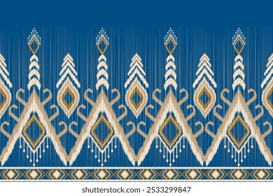 Ikat padrão sem emenda, design geométrico, motivo étnico artesanal, Ikat étnico tribal, boho wallpaper Étnico Ikat abstrato fundo