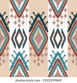 Ikat padrão sem emenda, design geométrico, motivo étnico artesanal, Ikat étnico tribal, boho wallpaper Étnico Ikat abstrato fundo