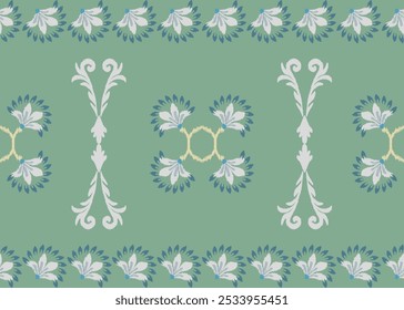 Ikat seamless pattern, geometric design, motif ethnic handmade, Ikat ethnic tribal, Ethnic Ikat abstract background art. Illustration for greeting cards, printing