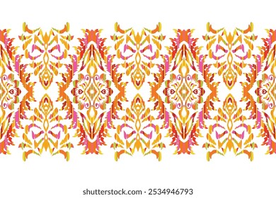 Ikat seamless pattern, geometric design, motif ethnic handmade, Ikat ethnic tribal, boho colors seamless"This content was created using vector drawing tools and software, not generated by AI"