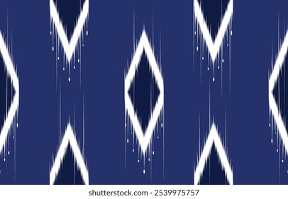 Ikat seamless pattern, geometric design, motif ethnic handmade, Ikat ethnic tribal, boho colors seamless wallpaper. Ethnic Ikat abstract background art, fabric carpet, indian, mexican, cultural 