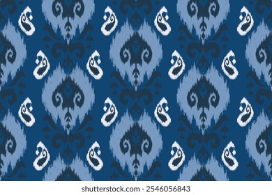 Ikat seamless pattern, geometric design, motif ethnic handmade, Ikat ethnic tribal, boho colors seamless wallpaper. Ethnic Ikat abstract background art.Illustration for greeting cards, printing