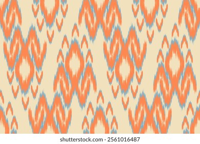 Ikat seamless pattern, geometric design, motif ethnic handmade, Ikat ethnic tribal, boho colors seamless wallpaper. Ethnic Ikat abstract background art.Illustration for greeting cards, printing