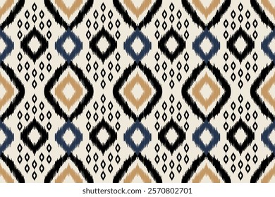 Ikat seamless pattern, geometric design, motif ethnic handmade, Ikat ethnic tribal, boho colors seamless wallpaper. Ethnic Ikat abstract background art.Illustration for greeting cards, printing