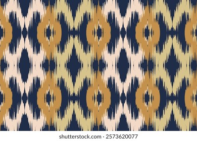 Ikat seamless pattern, geometric design, motif ethnic handmade, Ikat ethnic tribal, boho colors seamless wallpaper. Ethnic Ikat abstract background art.Illustration for greeting cards, printing