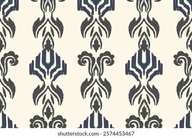 Ikat seamless pattern, geometric design, motif ethnic handmade, Ikat ethnic tribal, boho colors seamless wallpaper. Ethnic Ikat abstract background art.Illustration for greeting cards, printing 