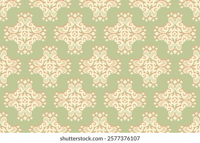 Ikat seamless pattern, geometric design, motif ethnic handmade, Ikat ethnic tribal, boho colors seamless wallpaper. Ethnic Ikat abstract background art.Illustration for greeting cards, printing