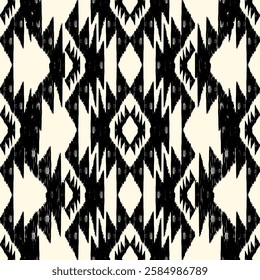 Ikat seamless pattern, geometric design, motif ethnic handmade, Ikat ethnic tribal, boho colors seamless wallpaper. Ethnic Ikat abstract background art.Illustration for greeting cards, printing