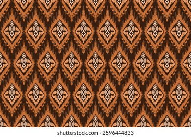 Ikat seamless pattern, geometric design, motif ethnic handmade, Ikat ethnic tribal, boho colors seamless wallpaper. Ethnic Ikat abstract background art.Illustration.