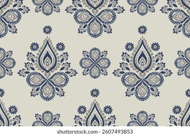 Ikat seamless pattern, geometric design, motif ethnic handmade, Ikat ethnic tribal, boho colors seamless wallpaper. Ethnic Ikat abstract background art.Illustration for greeting cards, printing