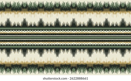 Ikat seamless pattern, geometric design, motif ethnic handmade, Ikat ethnic tribal, boho colors seamless wallpaper. Ethnic Ikat abstract background art.Illustration for greeting cards, printing