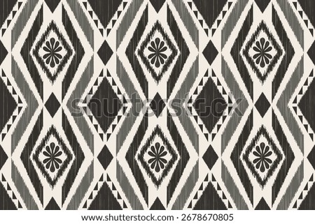 Ikat seamless pattern, geometric design, motif ethnic handmade, Ikat ethnic tribal, boho colors seamless wallpaper. Ethnic Ikat abstract background art.Illustration for greeting cards, printing