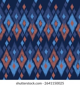 Ikat seamless pattern with hand drawn element sketch vector illustration