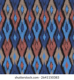 Ikat seamless pattern with hand drawn element sketch vector illustration