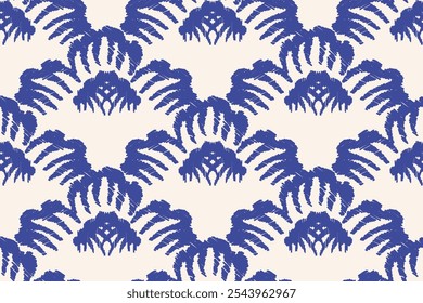 Padrão Ikat Sem Costura. Textura tribal desenhada à mão. Boho étnico. Plano de fundo de repetição. Motivos Ikat bordado floral. Design tradicional oriental para tecido, design de pano e papel de parede.