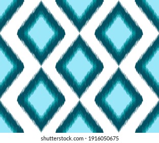 Ikat seamless pattern for home decor ideas. Ethnic, Indian, Aztec, fabric, boho, geometric chevron wallpaper. Pillow textile decoration. African, American fashion design. Geometric vector illustration