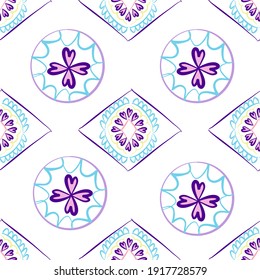 Ikat seamless pattern for home decor ideas. Ethnic chevron wallpaper. Aztec, boho, fabric, geometric design. Pillow textile decoration. Colorful vector illustrations background 