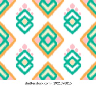 Ikat es un modelo perfecto para la decoración en casa. Papel de pared de chevron étnico. Fondo azteca, boho, geométrico, tejido, alfombra vectorial. Decoración textil de almohada estilo moda.