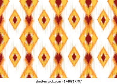 Ikat seamless pattern for home decor ideas. Ethnic, African, Aztec, fabric, Indian, American, carpet, boho, geometric, mandala chevron wallpaper. Pillow textile decoration wallpaper. Ikat vector.