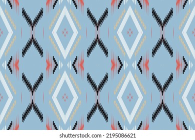ikat sigue un patrón ininterrumpido de diseño étnico indio En el estilo tribal nativo de Ikat, que es el bordado mexicano. Ornamentos aztecos de Navajo Tejidos impresos, fondo, alfombra, alfombras, motivos, papel pintado,